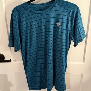 Rabbit Running Teal Striped Performance Short Sleeve Tee Size S